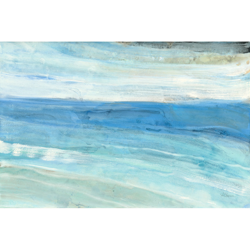 Bleu, vert, impressionniste, abstrait, rivière, bleu sarcelle, cyan, H 24 po x l 36 po x P 1,5 po