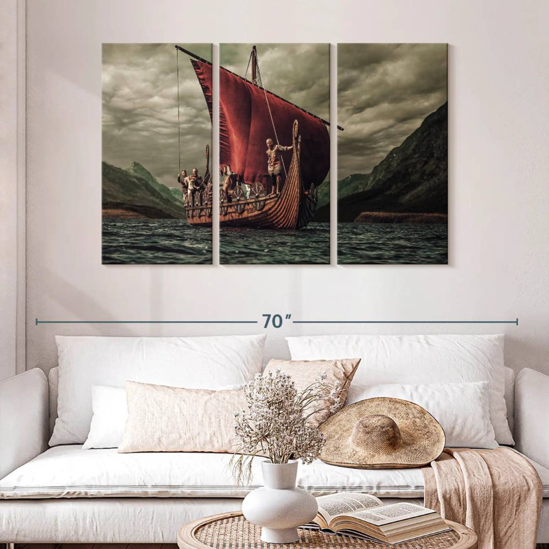 Mehar Vikings sur un bateau Drakkar, H 32 po x l 50 po