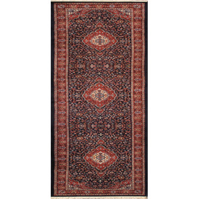 One-of-a-Kind 2'6" X 12' New Age Runner Wool Area Rug in Navy