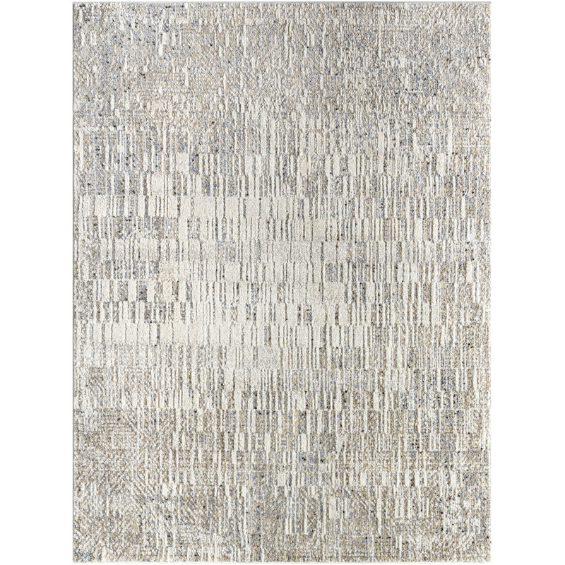 Rectangle Harsukh Abstract Machine Woven Polyester Area Rug in Gray, Rectangle 5'3" x 7'