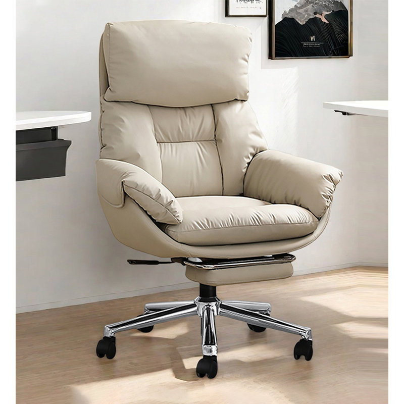 Chaise de bureau inclinable ergonomique en cuir de qualité supérieure avec repose-pieds