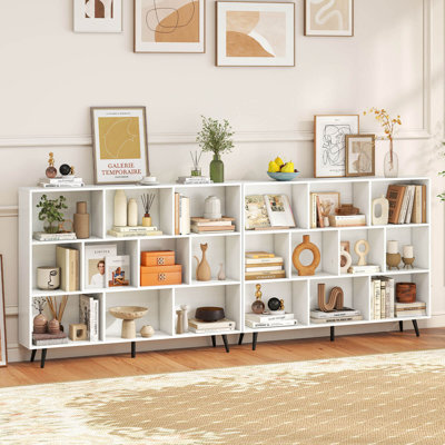 10 Cube Bookcase 3-Tier Modern Storage Organizer with 5 Metal Legs Bookshelves