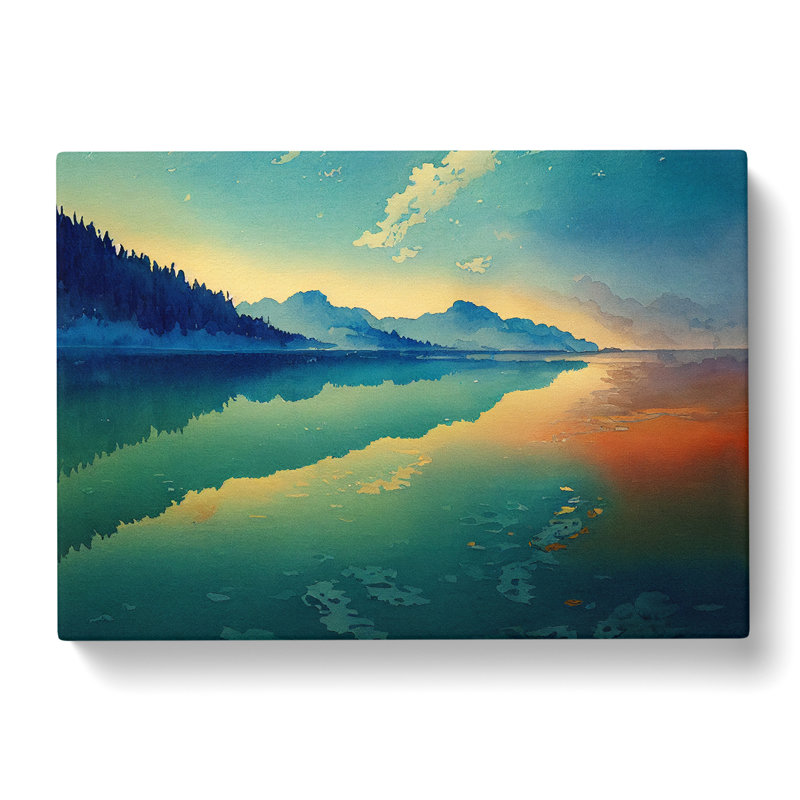 Glowing Lake Art - Wrapped Canvas Print, 40cm H x 60cm W x 3cm D