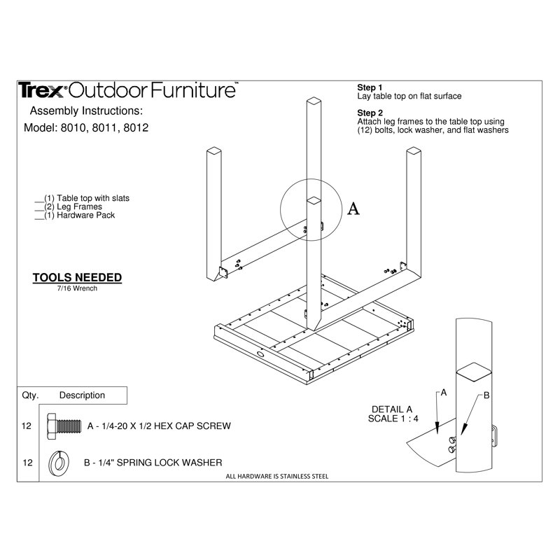 TREX Outdoors Surf City Counter Table, Textured White/Rainforest Canopy, 30" x 30"