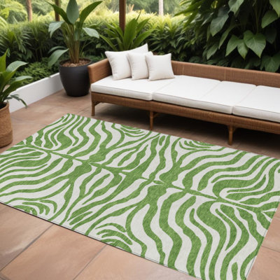 Tapis intérieur lavable à motif animal vert 8 pi x 10 pi