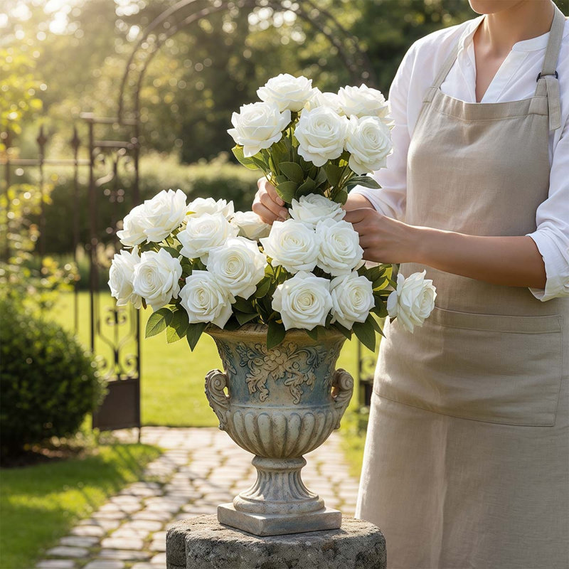 2 paquets de roses artificielles, Blanc