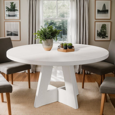 Table de salle à manger ronde de style campagnard pour 4 personnes, table de cuisine en bois noir avec piètement en croix pour salle à manger