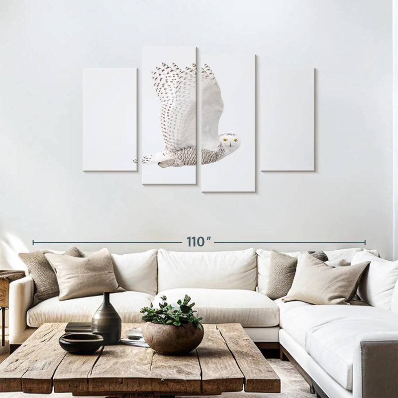 Brampt Snowy Owl Flying Away, 48" H x 75" W