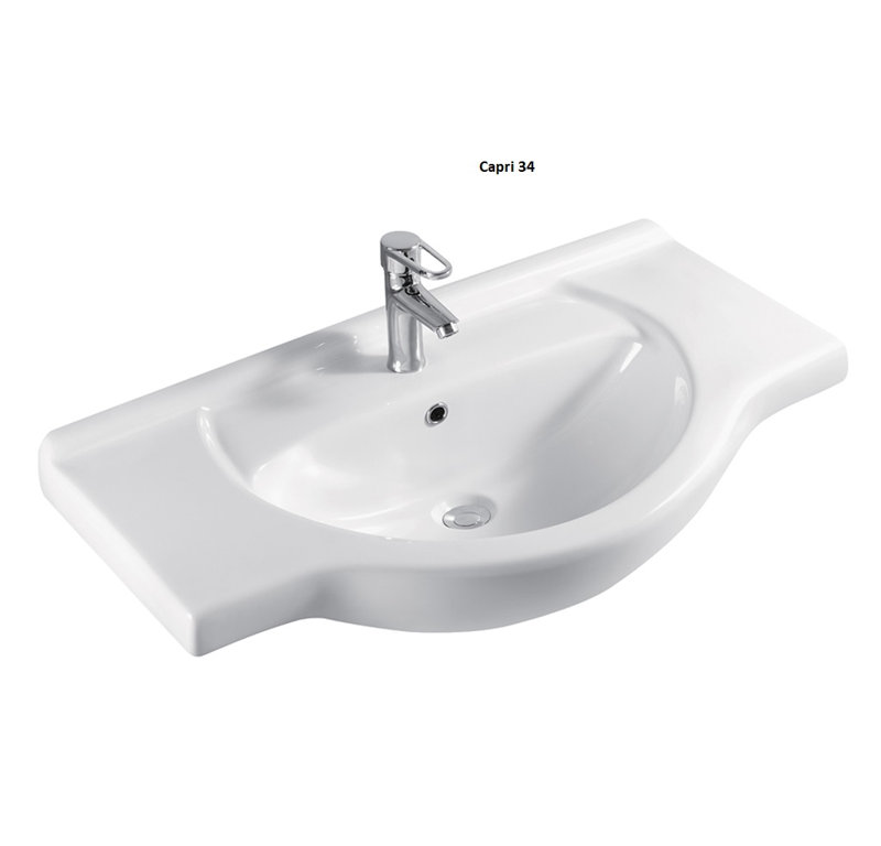 Plateau de meuble-lavabo simple Simoneau, Trou de 8 po, Blanc Capri, 34"