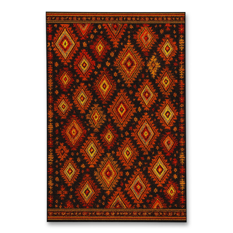 Tapis tissé à motif de losanges beige Mosso, 3'3" x 4'11"
