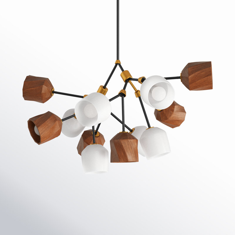 Luminaire suspendu géométrique unique Mirielle, H 25,5 po x l 40,75 po x P 40,75 po, 12