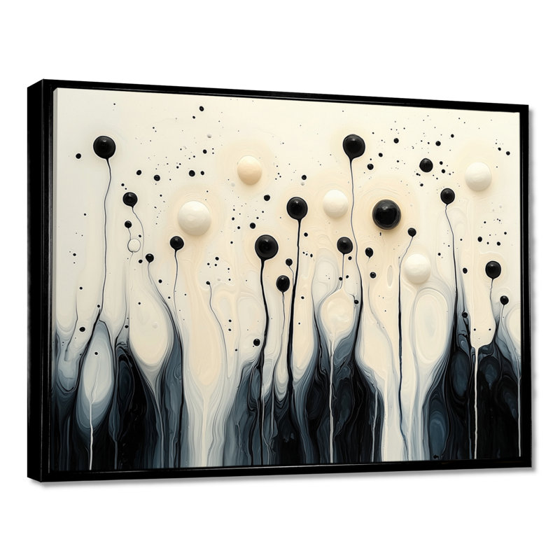 Cricklade noir blanc vague rythmique rivière IV, H 34 po x l 44 po, Noir, Impression encadrée flottante