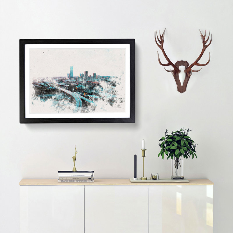 Oklahoma City Skyline - Framed Print, Black Framed, 24cm H x 33cm W x 2cm D