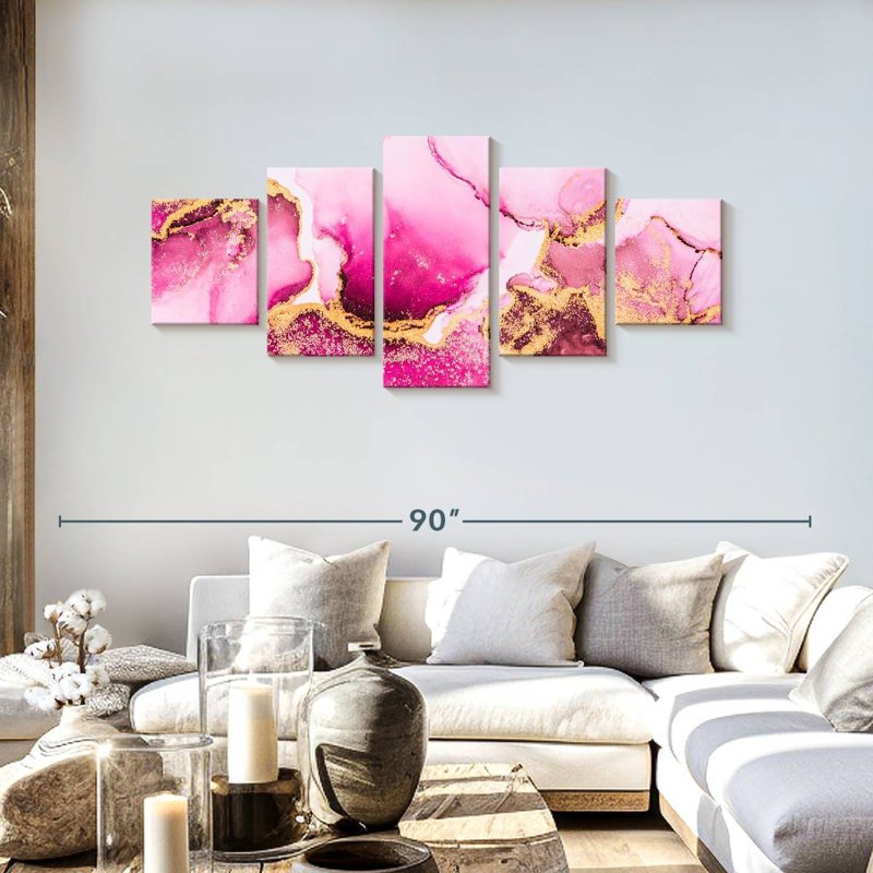 Abstrait marbre rose, H 30 po x l 68 po