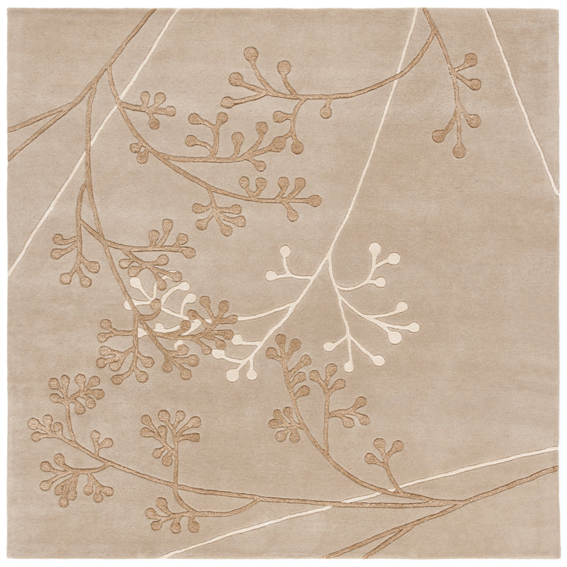 Tapis floral en laine touffeté à la main Soho, Carré 8 pi