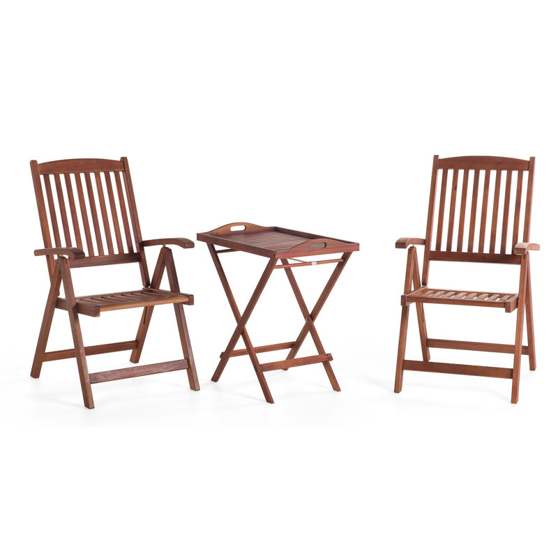Cana 2 - Person Acacia Patio Dining Set with Rectangular Table , Cushions Included, Beige, Brown