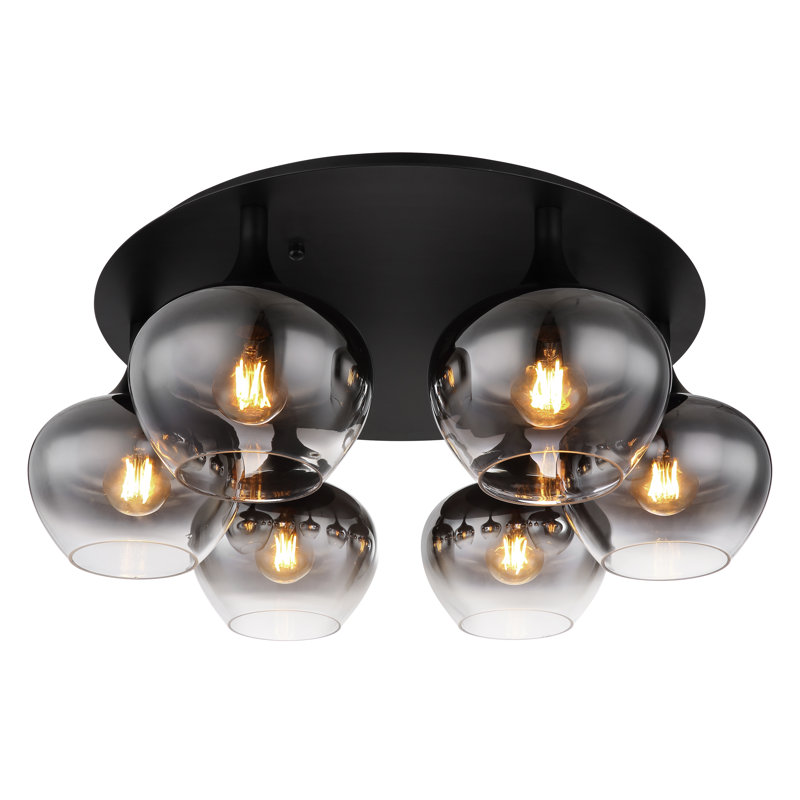 Nettey Glass Flush Mount, Matte Black, Clear
