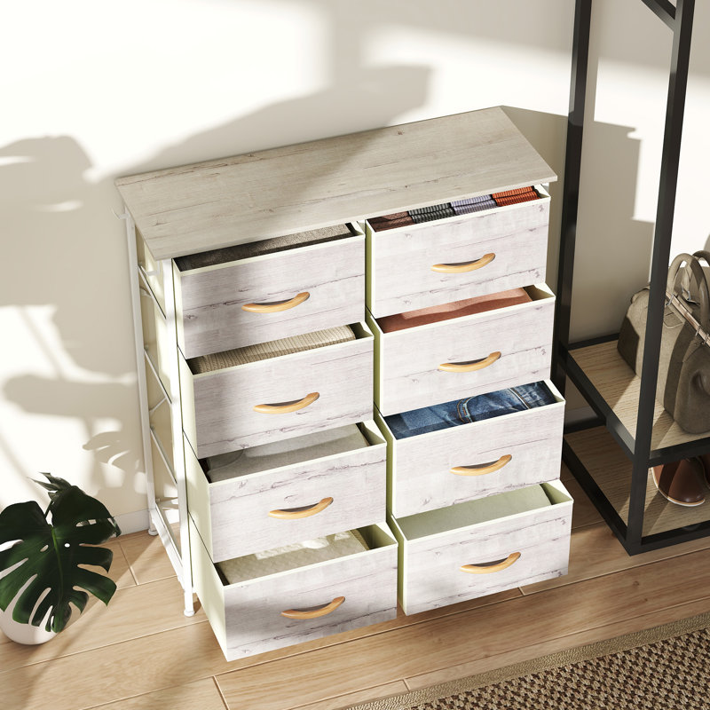 86cm W 8 - Drawer Chest of Drawers, Natural Wood Finish