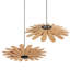 Ensemble de 2 luminaires suspendus en forme de lustre en bois tissé à la main