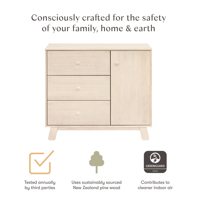 Hudson Modern 3-Drawer Dresser, Washed Natural