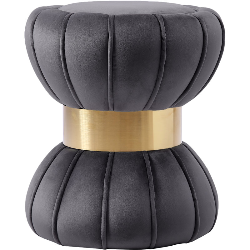 Cerjio Velvet Ottoman, Grey Velvet