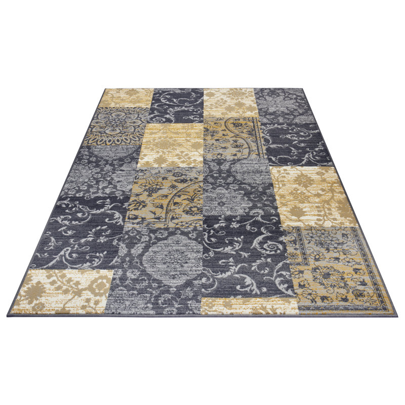 Grey/Mustard Area Rug, Rectangle 200 x 290cm