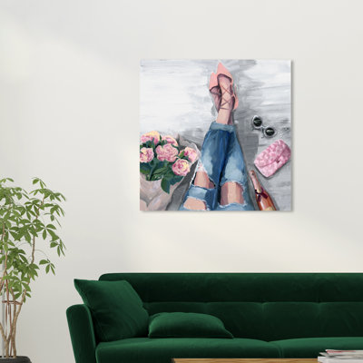 «Fashion and Glam Waiting For You», impression d'art sur toile rose