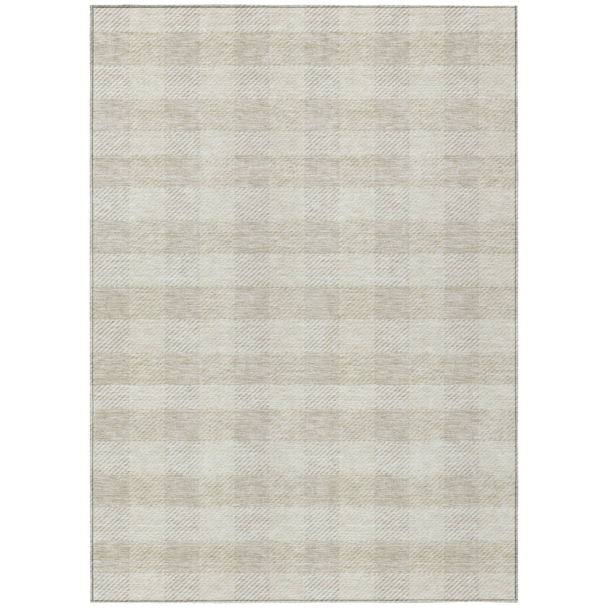 HomeRoots 10' X 14' Ivory Plaid Washable Indoor Outdoor Area Rug | Wayfair