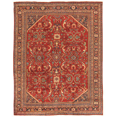 Azerbaijan One-of-a-Kind Rectangle 10'4" x 13'2" 1910s Rectangle Silk and Wool Area Rug in