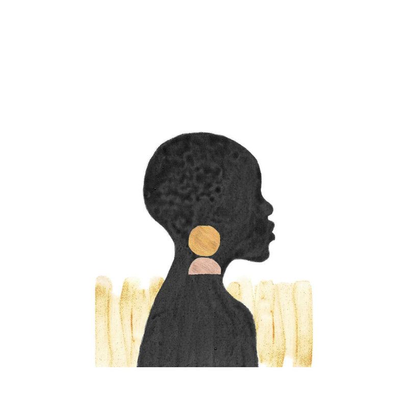 African Black Girl 1 Piece Painting on Canvas, 66.04cm H x 45.72cm W x 3.81cm D, Wrapped Canvas