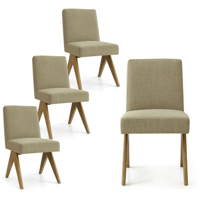 Set of 4 Upholstered Solid Wood 19.5'' Seat Height Full Back Dining Chair