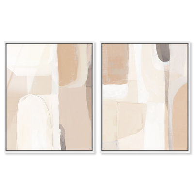 "Beige et crème", ensemble de reproductions d'art encadrées par Art Remedy, cadre blanc, 30 x 36