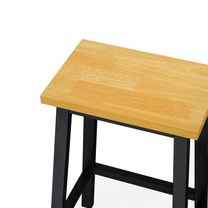 Solid Wood Bar Stools (Not Cheap Iron), 25.6" Tall Set of 2 Bar Chairs, Kitchen Counter Stools with Footrests, Farmhouse Stools for Dining Room, Kitchen, Counter, 