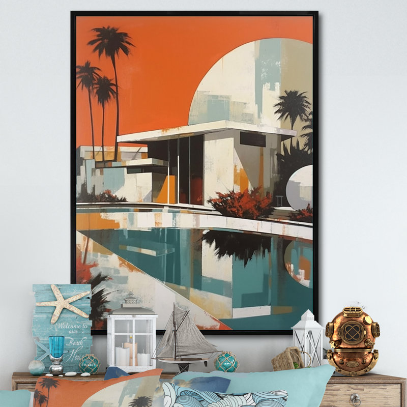«White and Orange Metropolitan Marvels», reproduction sur toile encadrée, H 44 po x l 34 po x P 1,5 po, Cadre flottant noir