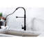 Robinet de cuisine commercial noir mat, ressort rétractable, empreinte digitale, acier inoxydable 304, pivotant sur 360 degrés noir avec duvet, arc élevé, acier rouillé 304, diamètre de trou d'installation de 1,4 à 1,5 po-207806205