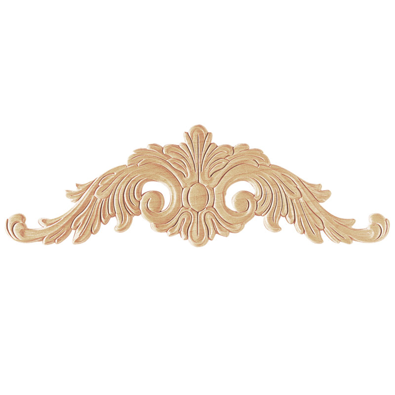 Unfinished Birch Wood Acanthus Scroll Onlay Ornament