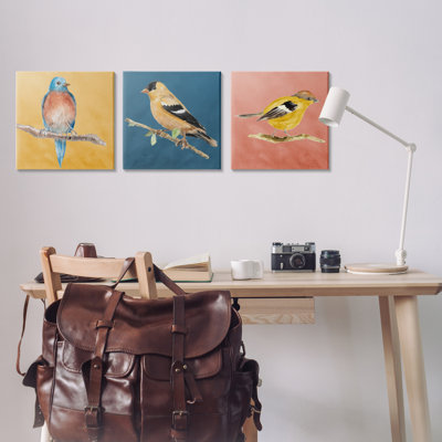 «Brilliant Birds on Branches», ensemble de 3 toiles murales par Lanie Loreth