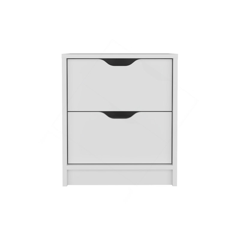 Table de chevet 2 tiroirs, table de bout, table d'appoint Basilea - blanc, Blanc