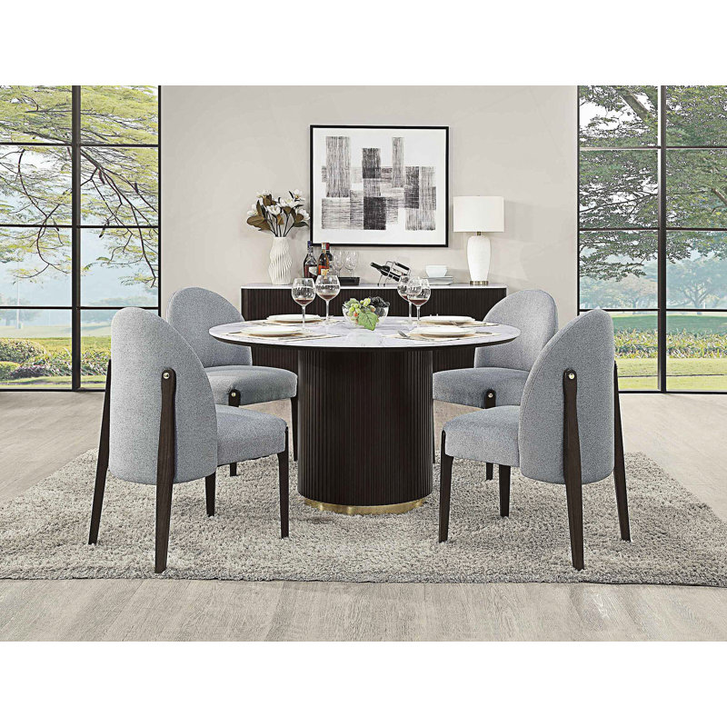 Round Dining Table With Artificial Marble Top