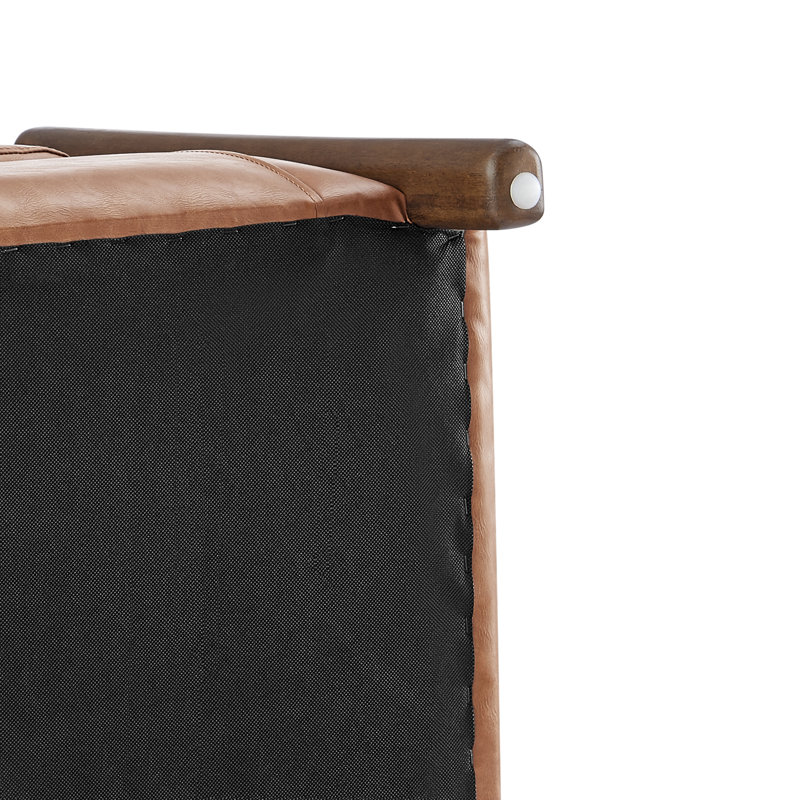 Leamon Fire-Resistant Upholstered Barrel Chair, Vintage Cider Faux Leather, 27.5" H x 33" W x 30.5" D