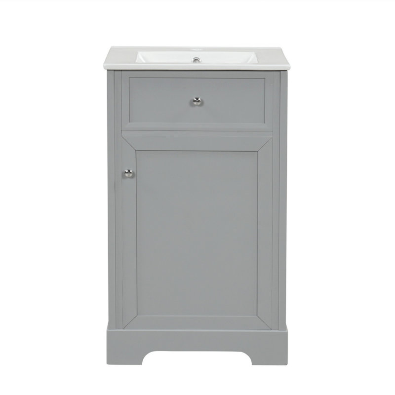 Meuble-lavabo de salle de bain avec lavabo, armoire de salle de bain avec porte à fermeture douce et tablette ajustable, meuble-lavabo pour l'organisation