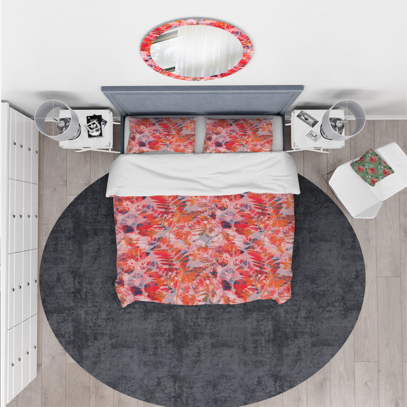 Ensemble de housse de couette designart superinstitution de plantes fines et de fleurs et feuilles