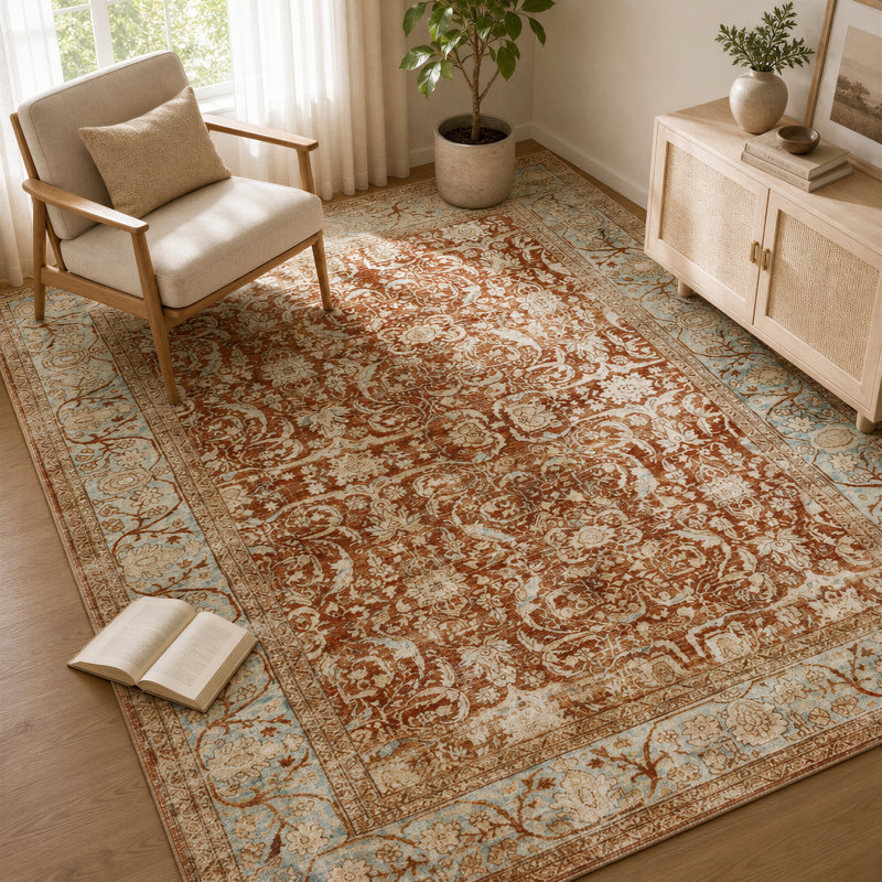 Oriental Machine Printed Area Rug, Rectangle 160 x 221 cm