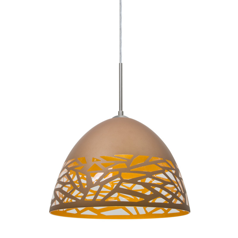 Luminaire suspendu en forme de dôme à 1 lumière Kyiv, Nickel satiné, Cuivre