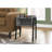 22.71 Inches High Grey Side Table With Black Metal Legs And Tray Top Modern Accent Laminate Leg Support