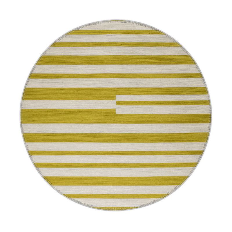 Tapis intérieur / extérieur beige HorizontalStripes, Rond 5 pi