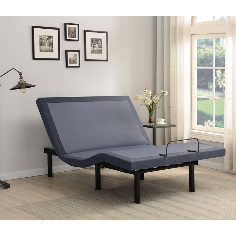 Twin Extra Long Adjustable Bed Base, Grey And Black, Wireless Remote With Preset Positions, Zero Gravity, Antisnore, Massage Remote, Gravity Preset, Dual Motors