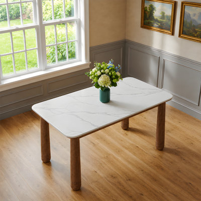 Table de salle à manger rectangulaire moderne en pierre frittée de 160 cm (63 po) pour 4 à 6 personnes
