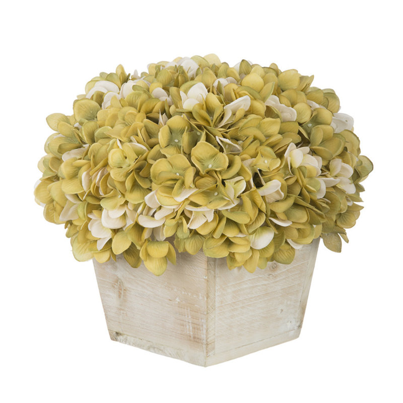 Arrangement d'hortensia en pot synthétique, Sauge/crème
