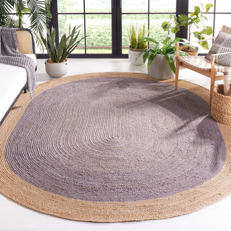 Adisri Natural Fiber Area Rug In Gray/Brown, Oval 8' x 10'